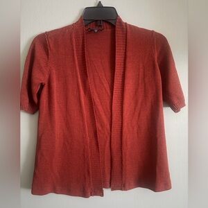 Eileen Fisher Petite  Orange Silk Blend Open Front Cardigan sweater 0-2
